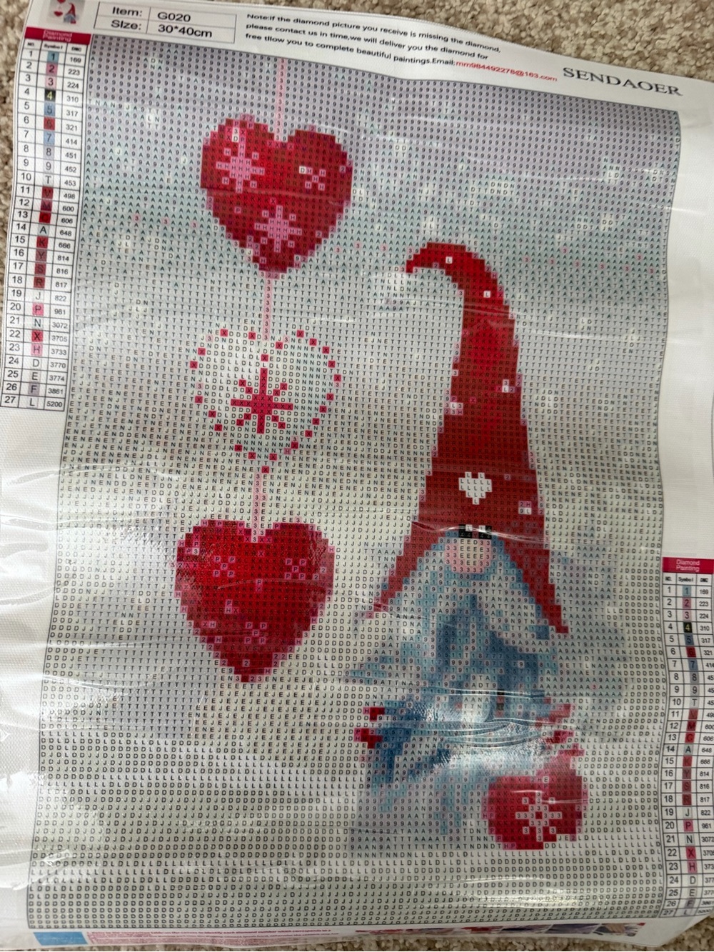 Gnome Valentine's Gnome Diamond Painting Kit diamond kit 30x40 cm